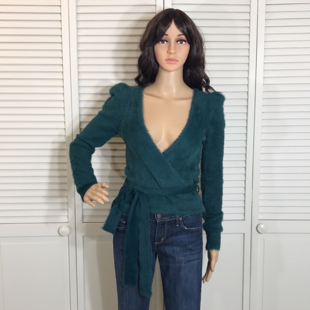 Revolve MAJORELLE Emerald Green Coco Wrap Sweater XS - Picture 4 of 15